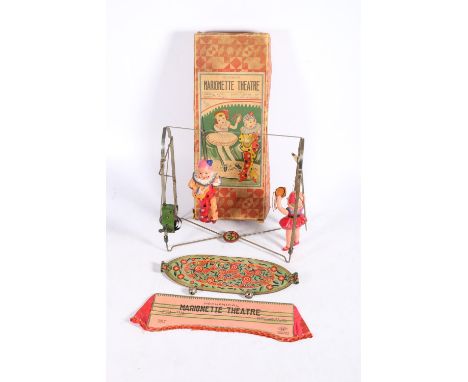 CK of Japan, a tinplate and plastic mechanical marionette theatre automaton in original box.Some cracks/splits.  Please see i