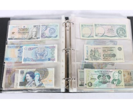 Black ring binder containing banknotes to include THE ROYAL BANK OF SCOTLAND PLC twenty pound £20 banknote 4th August 2000, C