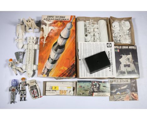 Airfix SK911 144 scale Apollo Saturn V model kit, Revell H1842 1:48 scale Apollo Lunar Module, Airfix 393 72 scale Lunar Modu