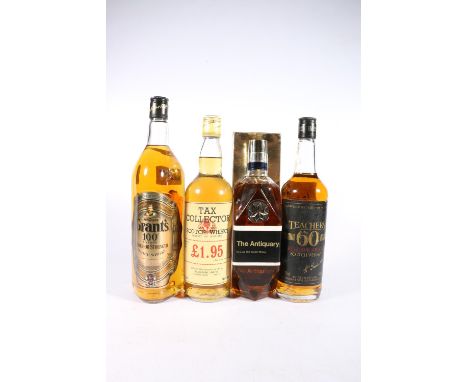 Four bottles of blended Scotch whisky to include GRANT'S 100° US Proof Superior Strength 50% 1litre, TAX COLLECTOR bottled in