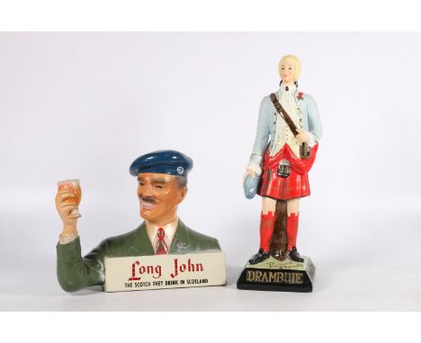 Two Scotch whisky figural mascots for Long John blended Scotch whisky and Drambuie Prince Charlie whisky liqueur, 20cm and 35