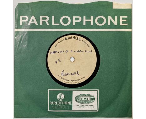 THE BEATLES - HAPPINESS IS A WARM GUN - ORIGINAL UK 7" EMIDISC ACETATE RECORDING. Amazing to uncover original UK single-sided