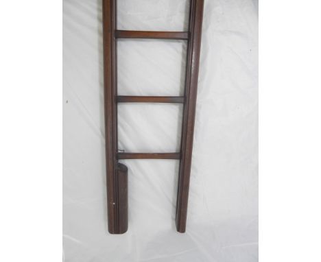 A folding library pole ladder, H.220cm W.33cm,