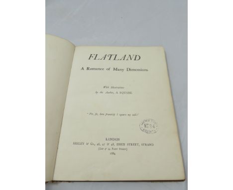 Edwin A Abbot, Flatland, A Romance of Many Dimensions, first edition, half title, illustrations by the author, small 4to, 188