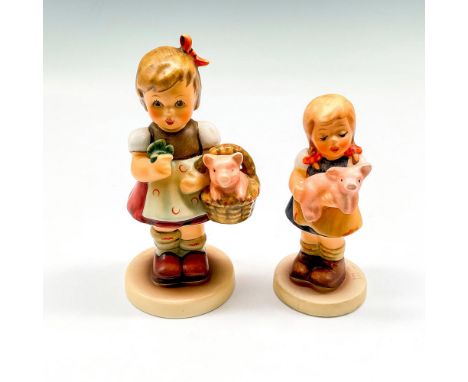 Includes hand painted figural holding four leaf clover with pig in a basket (Good Luck Charm 2034) and miniature holding a pi