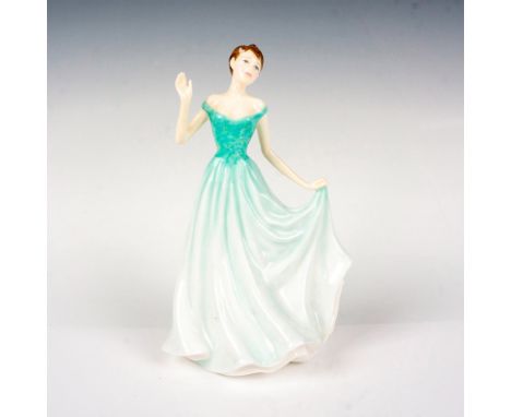 A design original figure modeled as a brunette beauty in a mint green gown. E Zoe, L Hope Design Original, AH marked to botto