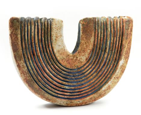 ALAN WALLWORK (born 1931); a stoneware combed wedge form, incised AW mark, height 18cm.&nbsp;(D)Additional InformationSmall c