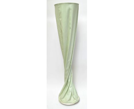 PALLUCCO; a 'Valzer' floor standing lamp with canvas shade on stepped circular base, height 210cm.