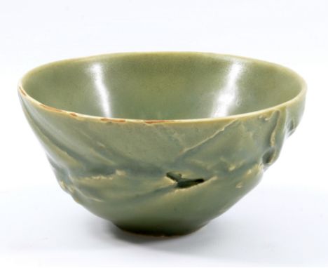 JEAN-FRANCOIS FOUILHOUX (born 1947); a heavily textured stoneware bowl covered in a jade-like celadon glaze, impressed JFF ma