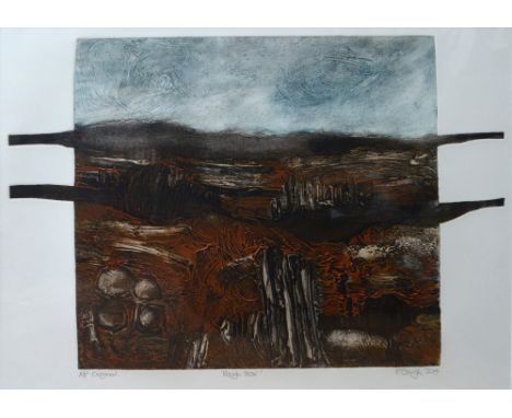 PETER CLOUGH (born 1944); 'Rough Moor', collagraph print, A/P original, signed and dated 2014, 62 x 44cm, framed and glazed.A