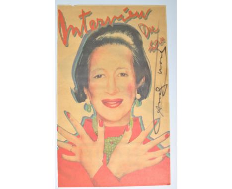 INTERVIEW MAGAZINE; a circa 1980s art work poster depicting Diana Vreeland, designed by Andy Warhol and signed by the artist 