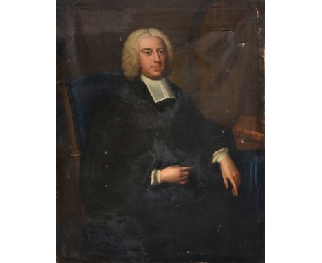 Circle of Jonathan Richardson (1667-1745)Portrait of the Rev. Sir Francis Head, three-quarter length seated, wearing a powder
