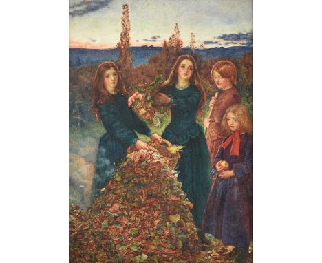 {} Thomas Matthew Rooke RWS (1842-1942)"Autumn Leaves" (after J.E.Millais) With artist's inscribed label verso and dated 1904