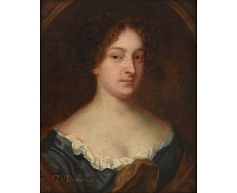 Circle of John Riley (1646-1691)Portrait of Mrs S Dumarage, head and shoulders, wearing a grey silk dress with white chemise,