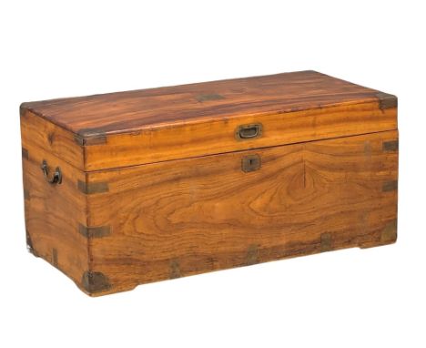 A Victorian camphorwood campaign trunk. 103x51x57cm 