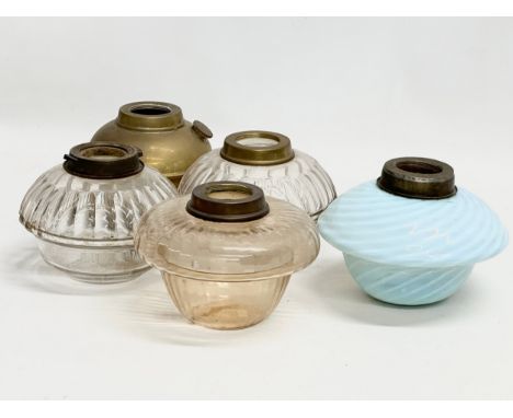 5 Victorian oil lamp bowls. 