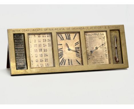 A good quality 1930’s L. Bader S.A desktop clock/barometer and calendar. 22x8cm 