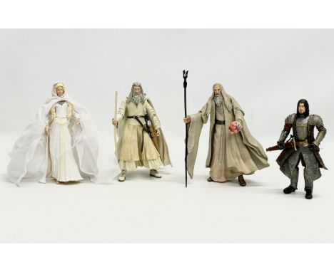 Toy Biz The Lord of the Rings action figures. Gandalf The White, Saruman, Isildur, Galadriel. 18cm 