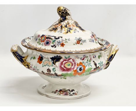 A large 19th Century Real Ironstone China tureen with cover.  Probably Ashworth Bros. 34x28x32cm. 