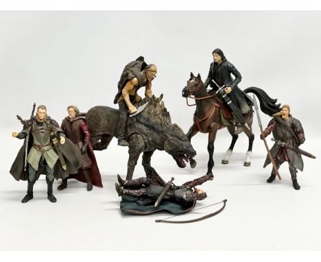 Toy Biz The Lord of the Rings action figures. Aragorn and Brego, Legolas, Theoden, Sharku and Warg, Hama Royal Guard of Rohan
