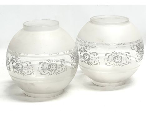 A pair of Late 19th/Early 20th Century glass lamp shades. 19x21cm. 