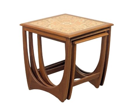A G-Plan 'Fresco' teak nest of tables with tile top 