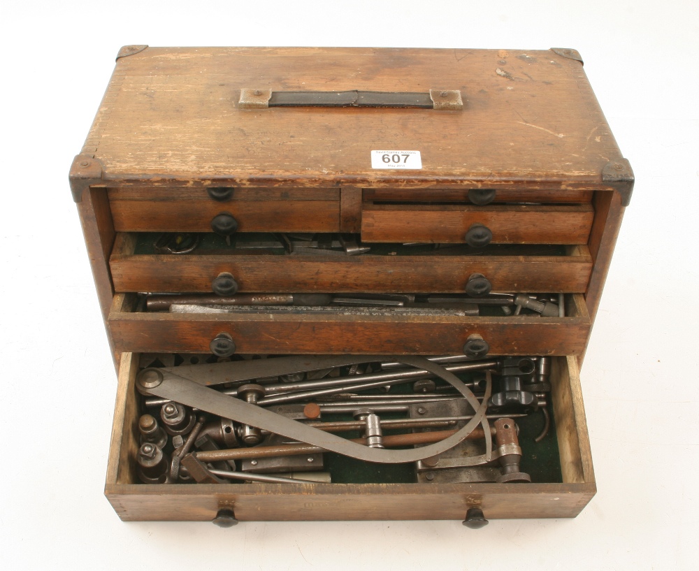 An engineers seven drawer tool box by MOORE and WRIGHT with tools G