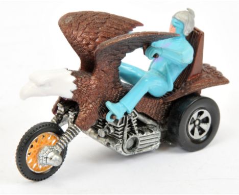 Hot Wheels RRRumblers #5947 Bold Eagle - Dark Brown, white head with a light blue figure rider - Good Plus overall See-Photo&