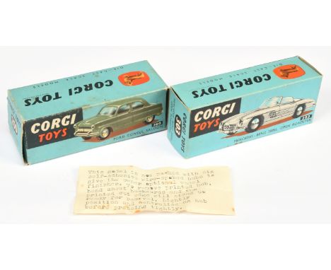 Corgi Toys Empty Boxes to Include (1) 200 Ford Consul saloon and (2) 303 Mercedes 300SL Open Roadster - both blue carded pict