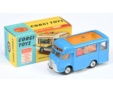 Corgi Toys 471 Smiths Karrier Mobile Canteen "Joe's Diner" - Blue body white opening side door, silver trim and spun hubs - G