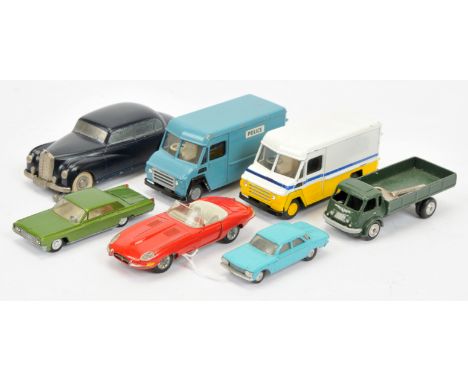 Unboxed group to include Tekno Jaguar Type-E, Prameta Mercedes, Siku Oldsmobile plus others - conditions are Fair to Good See