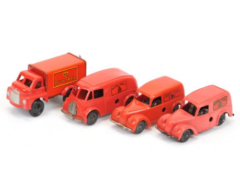 Triang Minic Clockwork Tinplate &amp; plastic "Royal Mail" Delivery Vans&nbsp; Group Of 3 all finished in Red and Wells Brimt