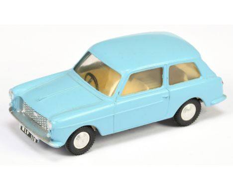 Triang Spot On 154 Austin A40 Saloon - Light blue, cream with black steering wheel, silver trim and cast spun hubs - Near Min