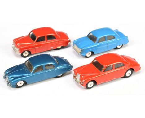 Corgi Toys group of 4 to include (1) Vauxhall Velox - Red body with Mechanical Motor, (2) Jaguar 2.4 Litre - Blue body with M