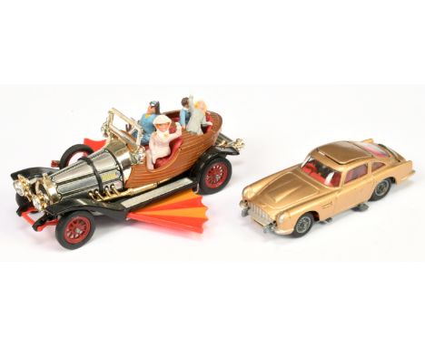 Corgi Toys 261 "James Bond" Aston Martin "Goldfinger" - Gold Body, red interior with "James Bond" figure - Good and 266 "Chit