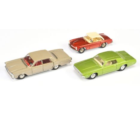 French Dinky Toys Group to Include - (1) Mercedes 230SL Metallic red, cream hood and roof, (2) Ford Galaxie - Fawn (some ligh