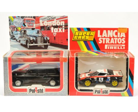 Polistil (1/25th) Scale - A Pair (1) S711 "London Taxi" - Black and (2) S714 Lancia Stratos Rally Car - conditions are Near M