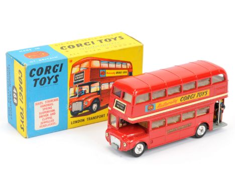 Corgi Toys 468 "London Transport" Routemaster Bus - "Naturally Corgi Toys &amp; Corgi Classics" Side Adverts - Red body, crea