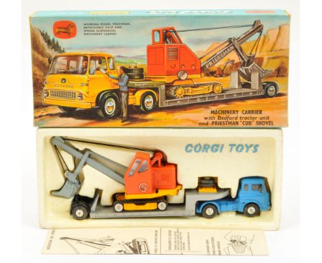 Corgi Toys GS27 Gift Set to include - Bedford Tk Machinery Carrier- Mid-blue cab with lemon interior, silver Trailer with bla