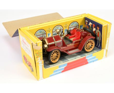 Schuco 1225 "Old Timer" Series Tinplate Clockwork Mercer Type 35 (1913) - Maroon with Red Seats - Near Mint in a Good (slight