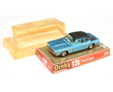 Dinky Toys 2162 Ford Capri (1/25th) Scale - Blue body, black roof and chrome wheels - Near Mint Superb example on a Good Plus