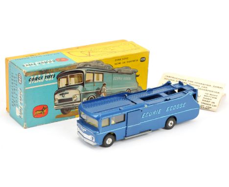 Corgi Toys 1126 Ecurie Ecosse Racing car Transporter - Blue body with light blue lettering and trim, pale yellow, spun hubs -