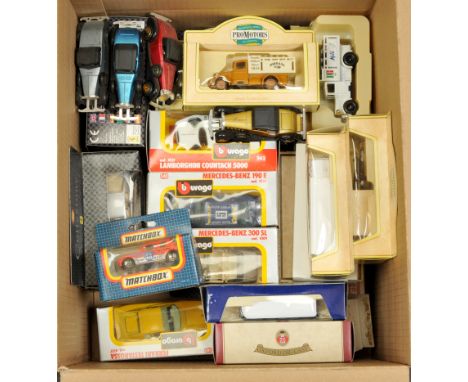 A group of boxed and unboxed to include Lledo Buses, Maisto Sports Car Collection, Bburago Ferrari Plus others - conditions a