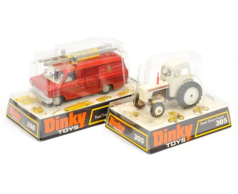 Dinky Toys 286 Ford Transit "Fire Service" Van - Metallic red body, black base, white interior and aerial, cast spun hubs and