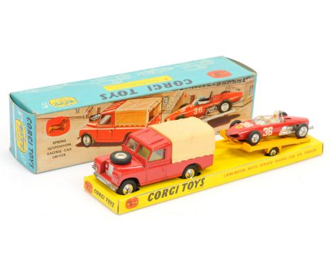 Corgi Toys GS17 Gift Set to include Land Rover - Red body, cream plastic canopy, lemon interior, silver trim and spun hubs wi