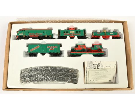 Matchbox Collectables Holiday Express HO Scale Train Set includes Loco, Passenger Carriage, Tanker, Wagon and Flatbed Truck w