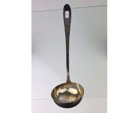 German silver ladle, plain polished form, makers Reiner Gebrüder Bayerische Silberbesteck, stamped 800, length approx 33cm 