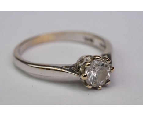 Diamond solitaire 18ct white gold ring, the round brilliant cut diamond stated weight 0.50 carat, assessed clarity P2, assess