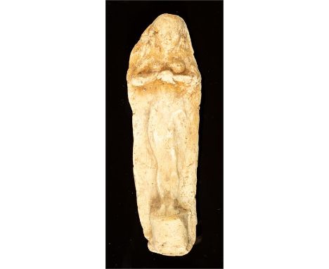 Babylonian Astarte Statuette, 2000-1600 BC  A ceramic mould made statuette of the goddess Astarte, naked, with hair falling t
