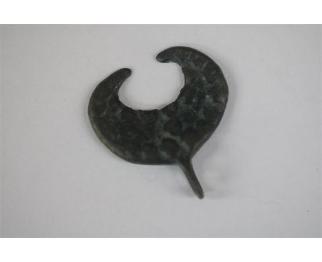 Lunate Pendant, 9th-12th century AD.   A bronze lunate pendant with discoid pellets to the body.Size: 24mmEx. Gloucestershire